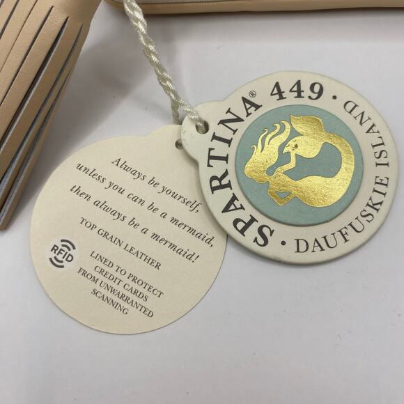 Spartina 449 Tassel Snap Zip Wallet Blue Floral Linen Canvas Embroidered NWT - Picture 7 of 7